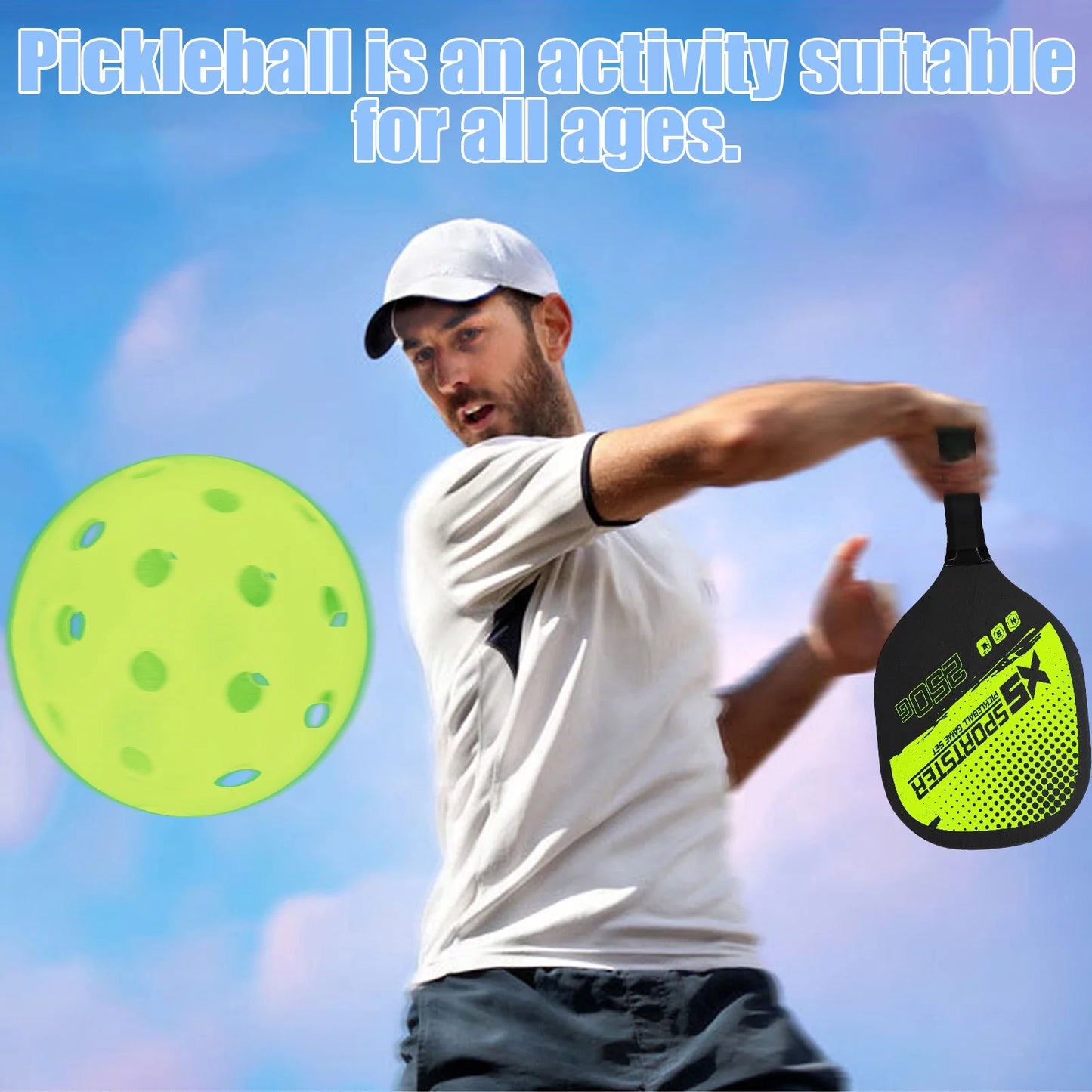 Professional Pickleball Racket Set: Includes 2 Paddles and 4 Balls - Complete Sports Accessory