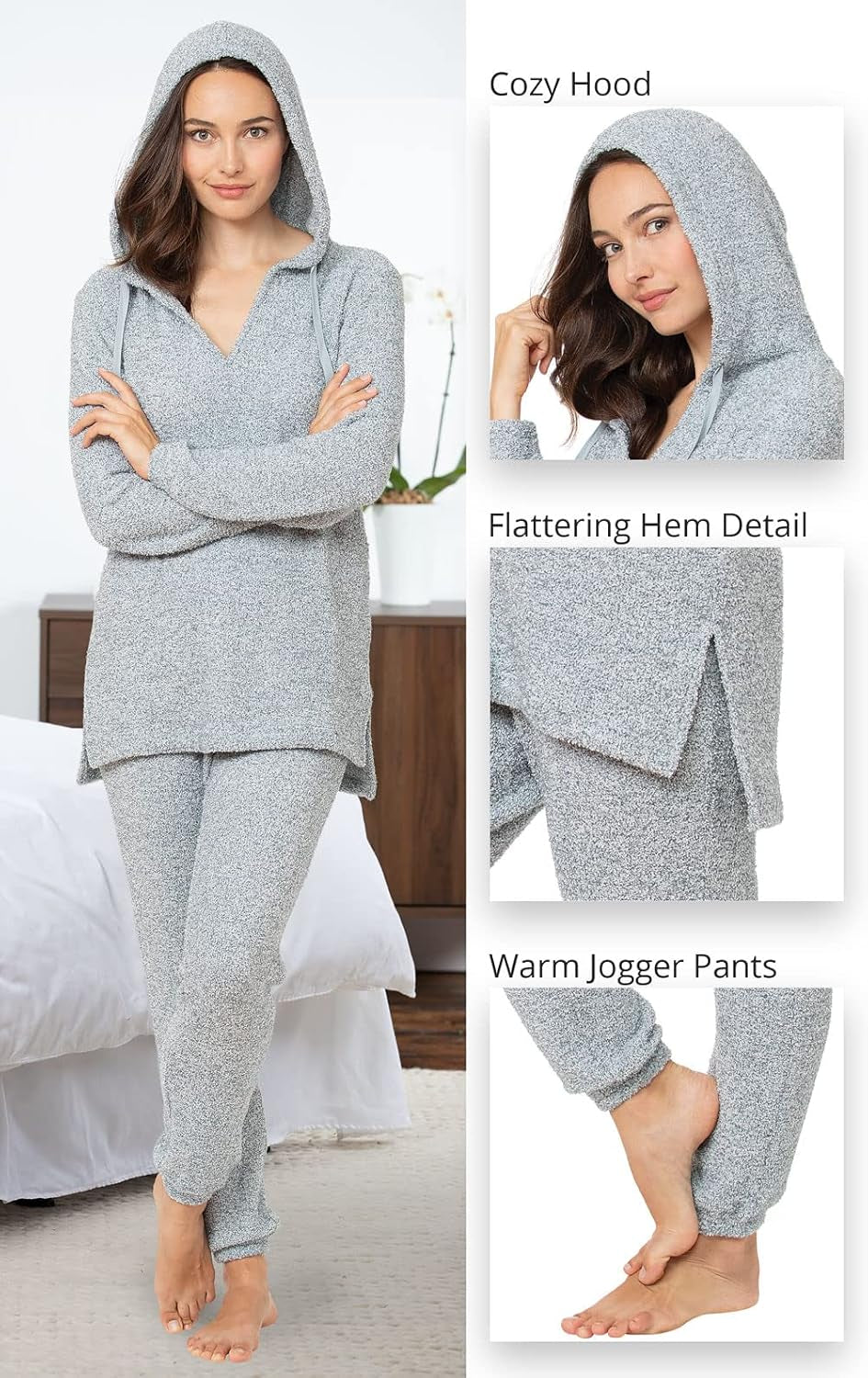 Fuzzy Pajamas for Women - Snuggle Fleece PJ Set for Women