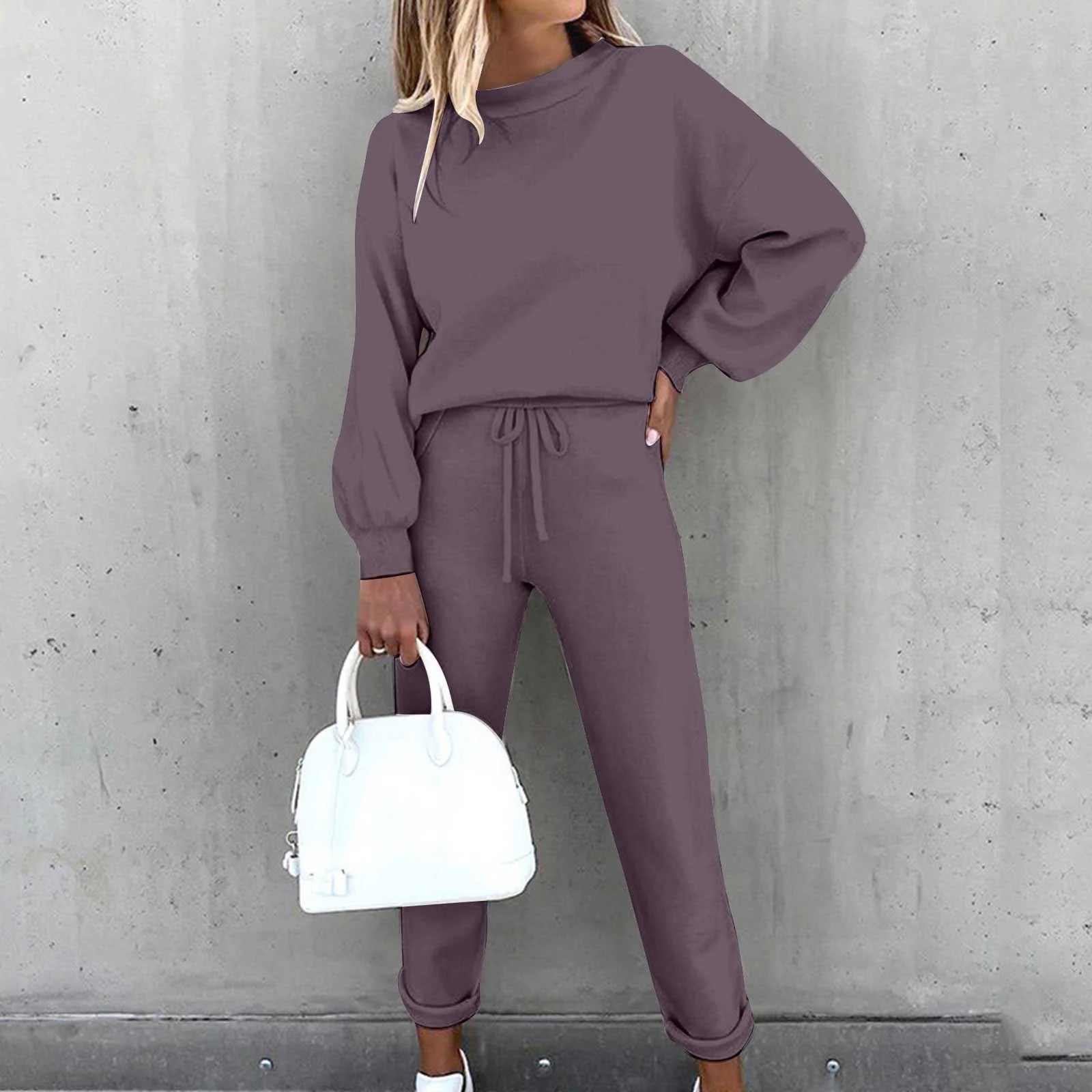 Sweatsuit Sets for Women 2 Piece Long Sleeve Sweatshirt Top and Jogger Pants Fall Activewear Lounge Sets Loose Fit Workout Sets Matching Tracksuit
