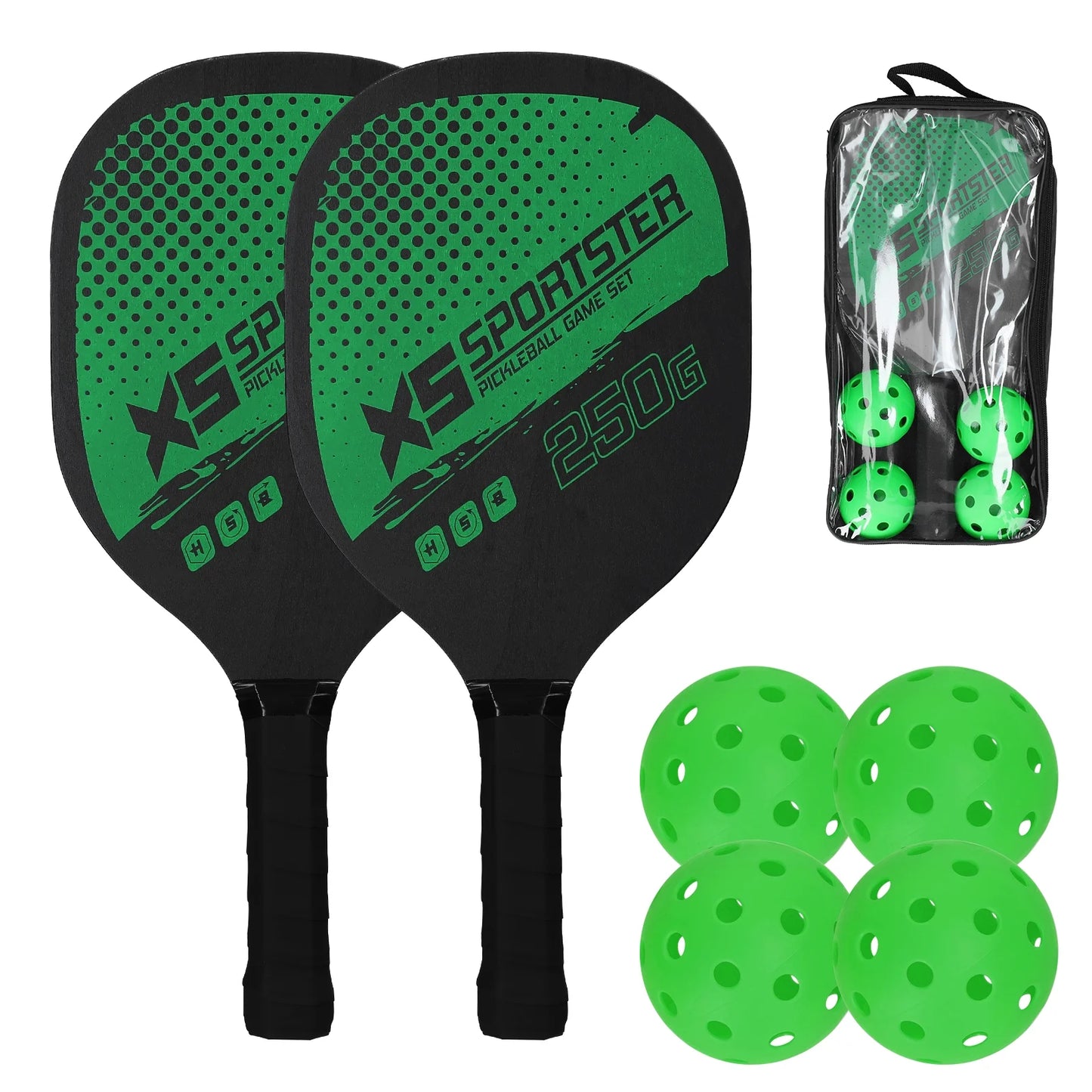 Professional Pickleball Racket Set: Includes 2 Paddles and 4 Balls - Complete Sports Accessory