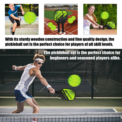 Professional Pickleball Racket Set: Includes 2 Paddles and 4 Balls - Complete Sports Accessory
