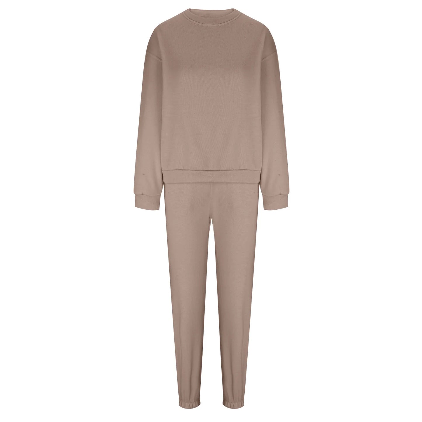 Sweatsuit for Women 2 Piece Outfits Solid Color Long Sleeve Crewneck Sweatshirts Pullover Drawstring Jogging Sweat Suit with Pockets 2024