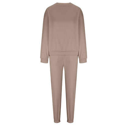 Sweatsuit for Women 2 Piece Outfits Solid Color Long Sleeve Crewneck Sweatshirts Pullover Drawstring Jogging Sweat Suit with Pockets 2024