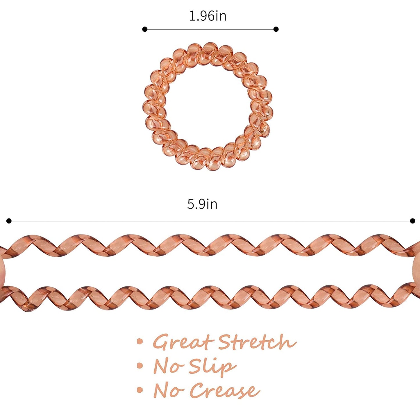 Spiral Hair Ties 24Pcs No Crease Clear Brown Coil Hair Ties Spiral Ponytail Holders Coils Scrunchies Plastic Phone Cord Hair Bands for Women Girls (Neutral Colors-Large Size)