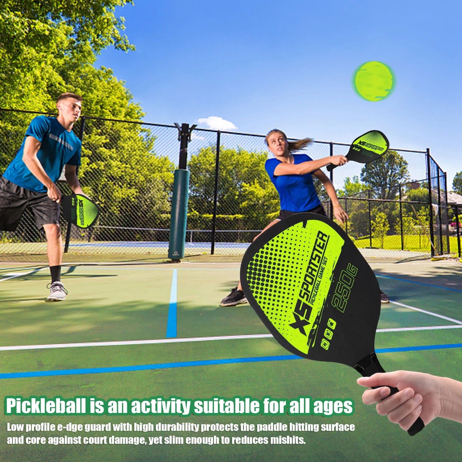Professional Pickleball Racket Set: Includes 2 Paddles and 4 Balls - Complete Sports Accessory