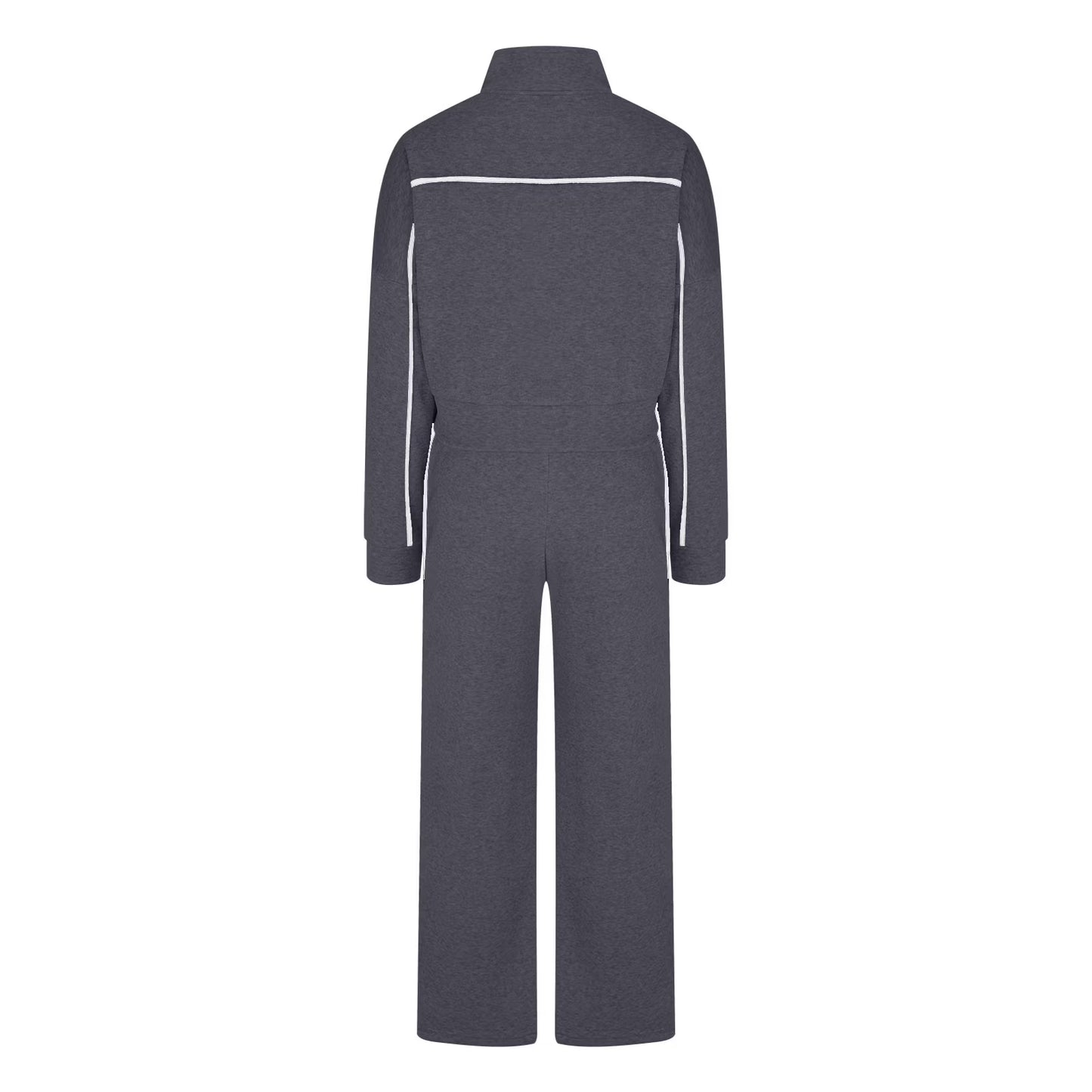 Cotton Tracksuits Womens 2 Piece Fall Winter Sports Outfits Full Zip Sweatshirt Wide Leg Sweatpant Set Retro Sweatsuit (S, Dark Gray)