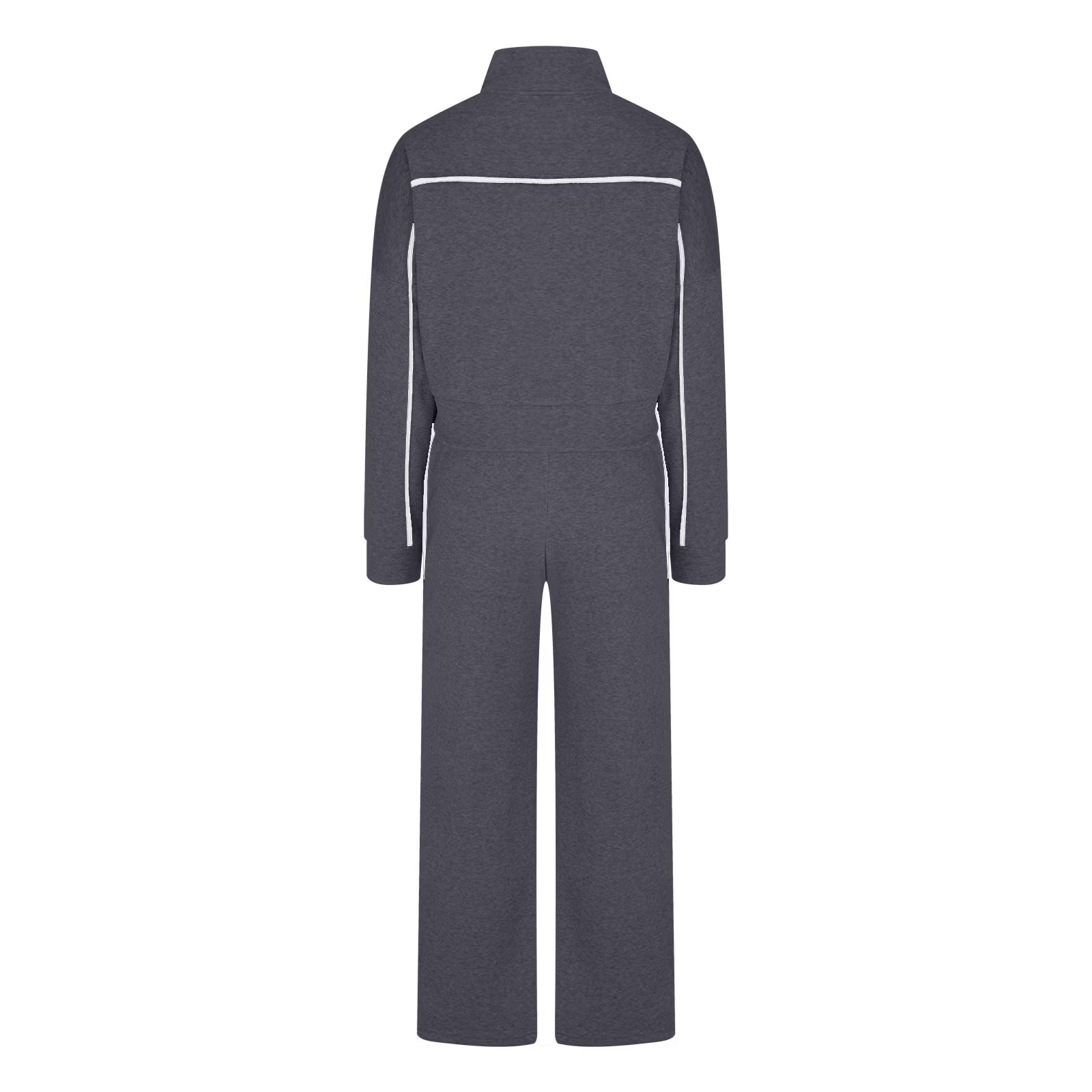 Cotton Tracksuits Womens 2 Piece Fall Winter Sports Outfits Full Zip Sweatshirt Wide Leg Sweatpant Set Retro Sweatsuit (S, Dark Gray)