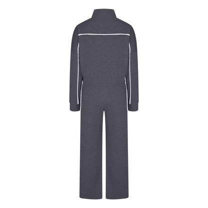 Cotton Tracksuits Womens 2 Piece Fall Winter Sports Outfits Full Zip Sweatshirt Wide Leg Sweatpant Set Retro Sweatsuit (S, Dark Gray)