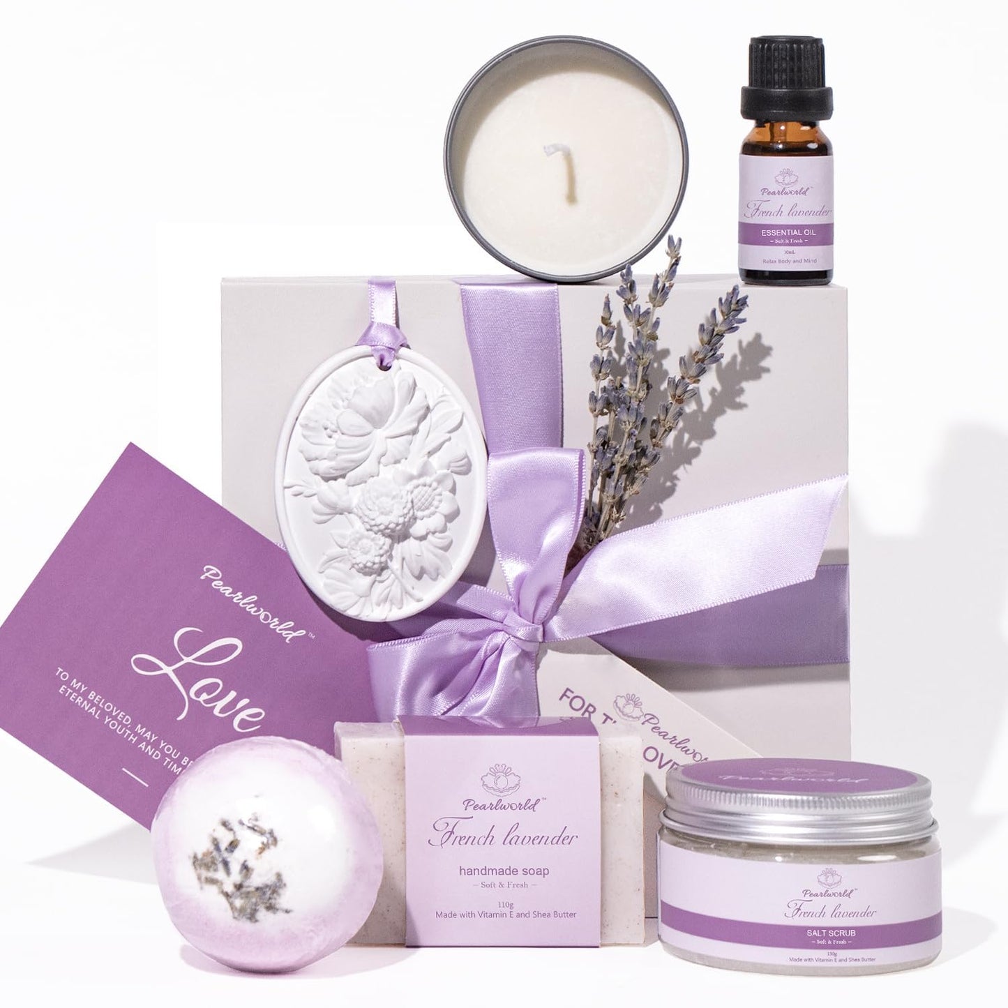 Lavender Spa Gift Set for Women - 7-Piece Home Spa Collection for Self-Care, Ideal Birthday and Mother's Day Present